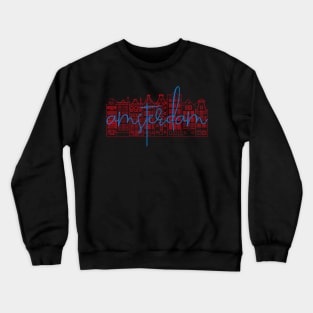 Facades of old canal houses from Amsterdam city illustration. Crewneck Sweatshirt